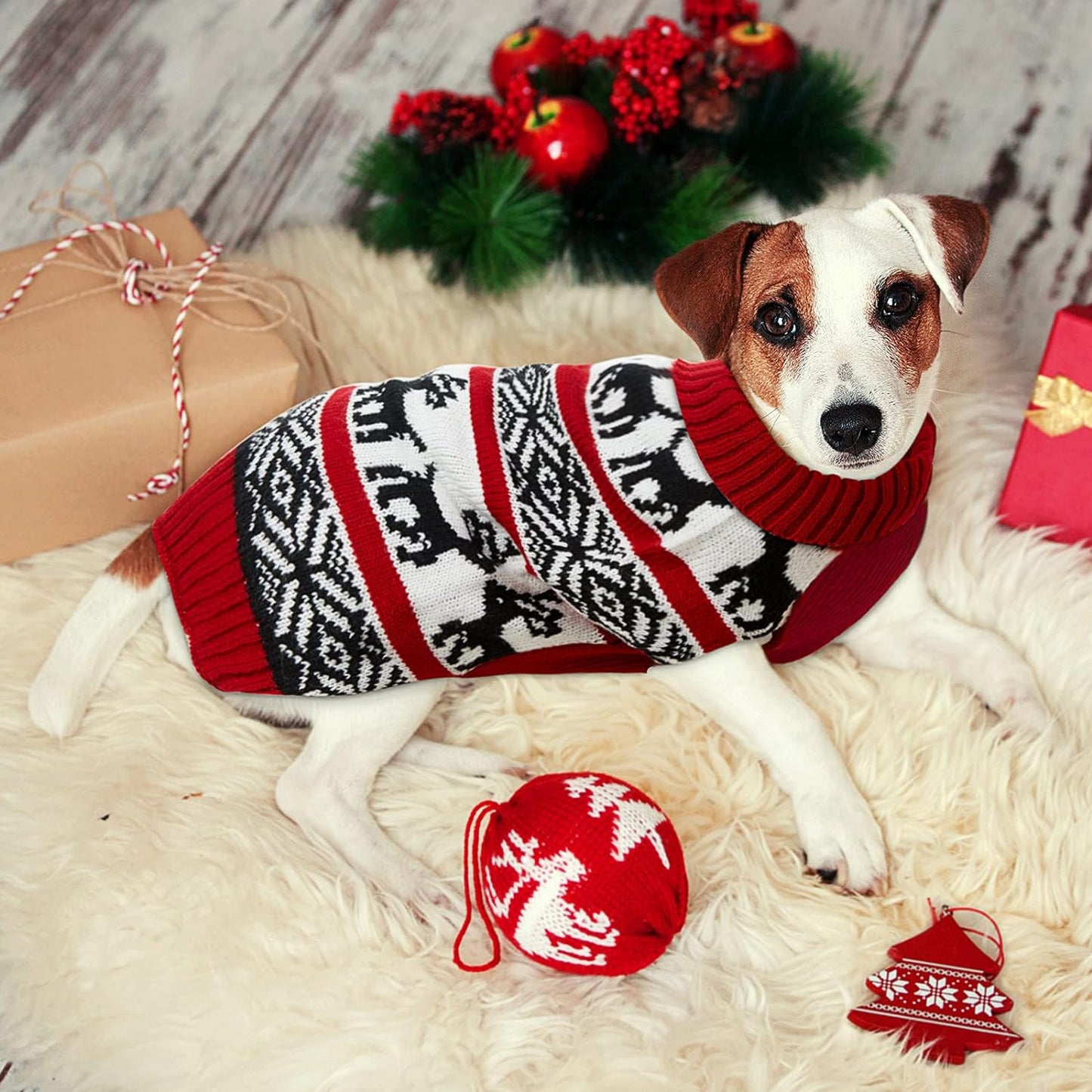 "Festive Reindeer Dog Sweater - Perfect for Christmas Celebrations! (Red, Medium)"