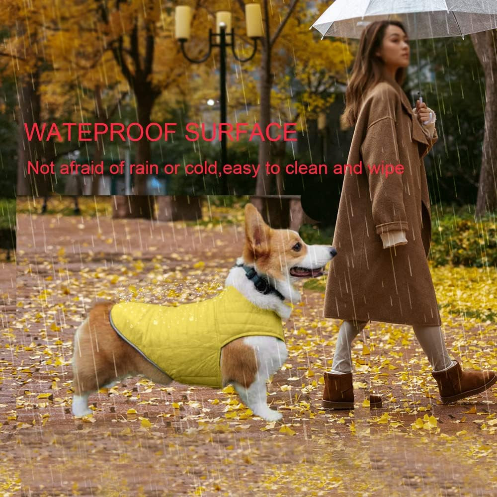 "Stay Warm and Stylish with Our Reversible Waterproof Dog Coat - Perfect for Cold Weather Adventures! (Orange&Brown,Xs)"