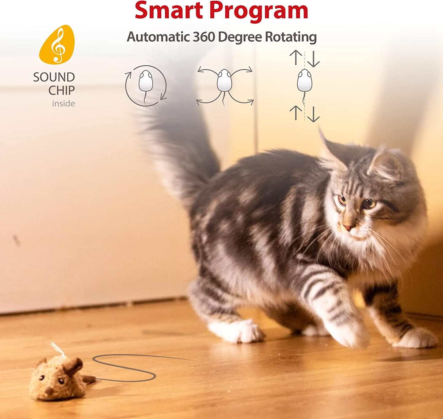 "Entertain and Engage Your Indoor Cat with Interactive Cat Toys for Fun Exercise and Realistic Mouse Sounds!"