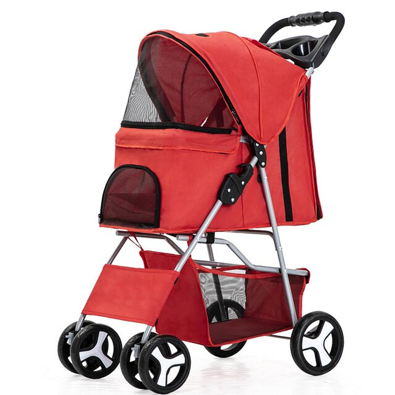 "Ultimate Pet Stroller: Detachable Dog Carrier with Double Layer, Lightweight Design, and Four Wheel Shock Absorption"