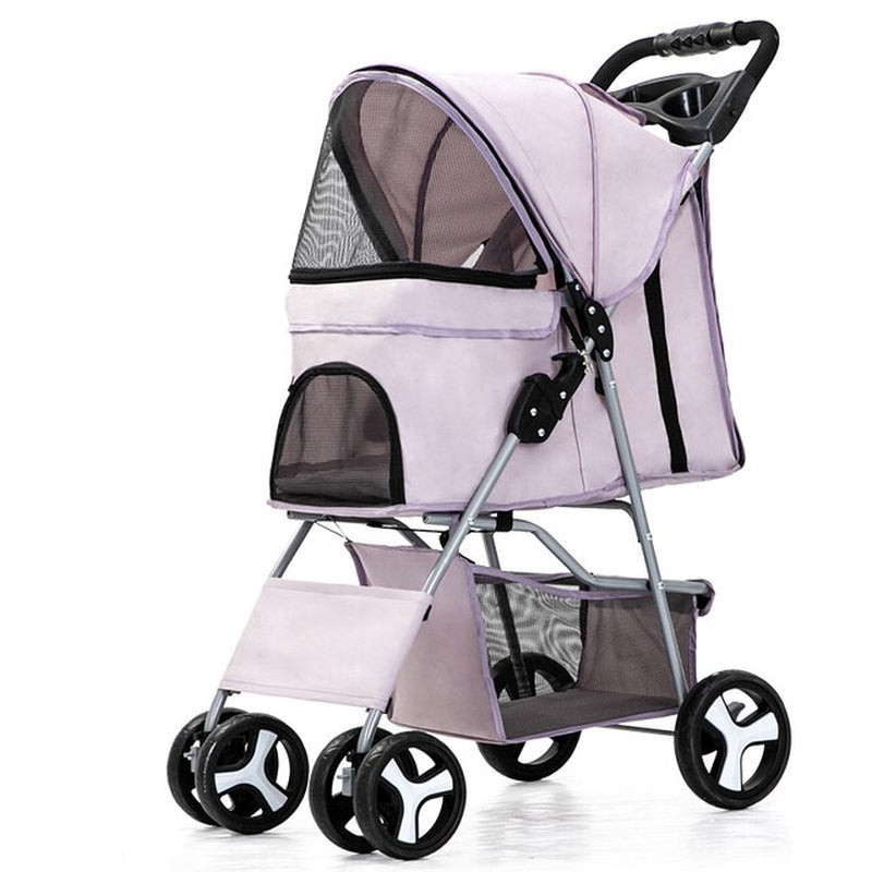 "Ultimate Pet Stroller: Detachable Dog Carrier with Double Layer, Lightweight Design, and Four Wheel Shock Absorption"