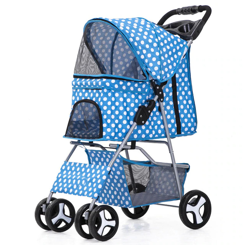 "Ultimate Pet Stroller: Detachable Dog Carrier with Double Layer, Lightweight Design, and Four Wheel Shock Absorption"