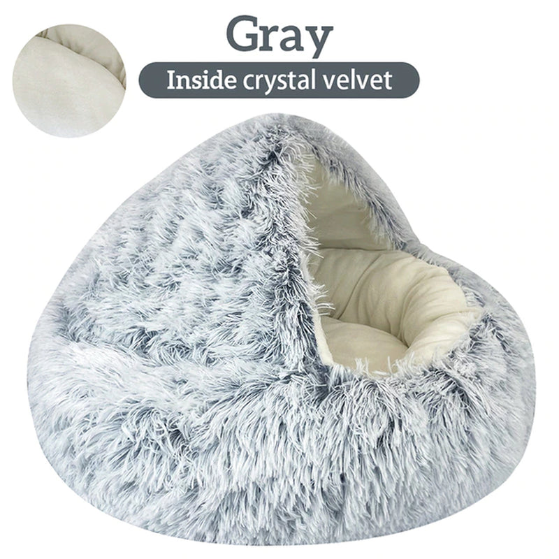 Cozy Winter Retreat: 2-In-1 Plush Cat Bed and Sleep Bag for Small Dogs and Cats