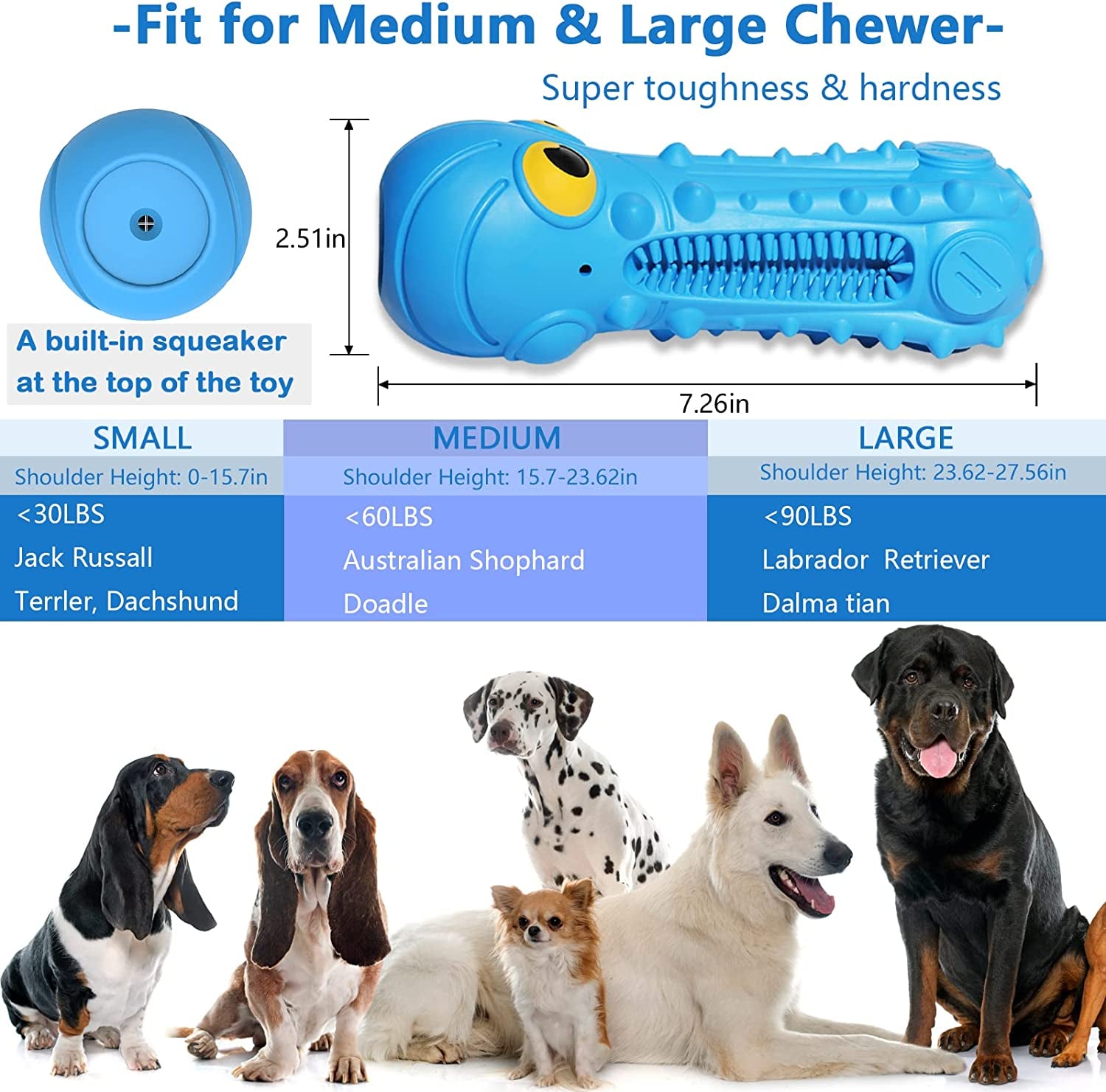 "Ultimate Chew Fun: Indestructible Dog Toys for Medium to Large Aggressive Chewers - Squeaky, Durable, and Perfect for Training, Teething, and Cleaning - Indoor and Outdoor Interactive Playtime for Your Furry Friend!"