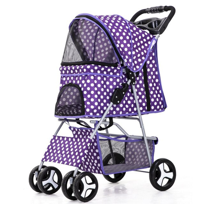 "Ultimate Pet Stroller: Detachable Dog Carrier with Double Layer, Lightweight Design, and Four Wheel Shock Absorption"