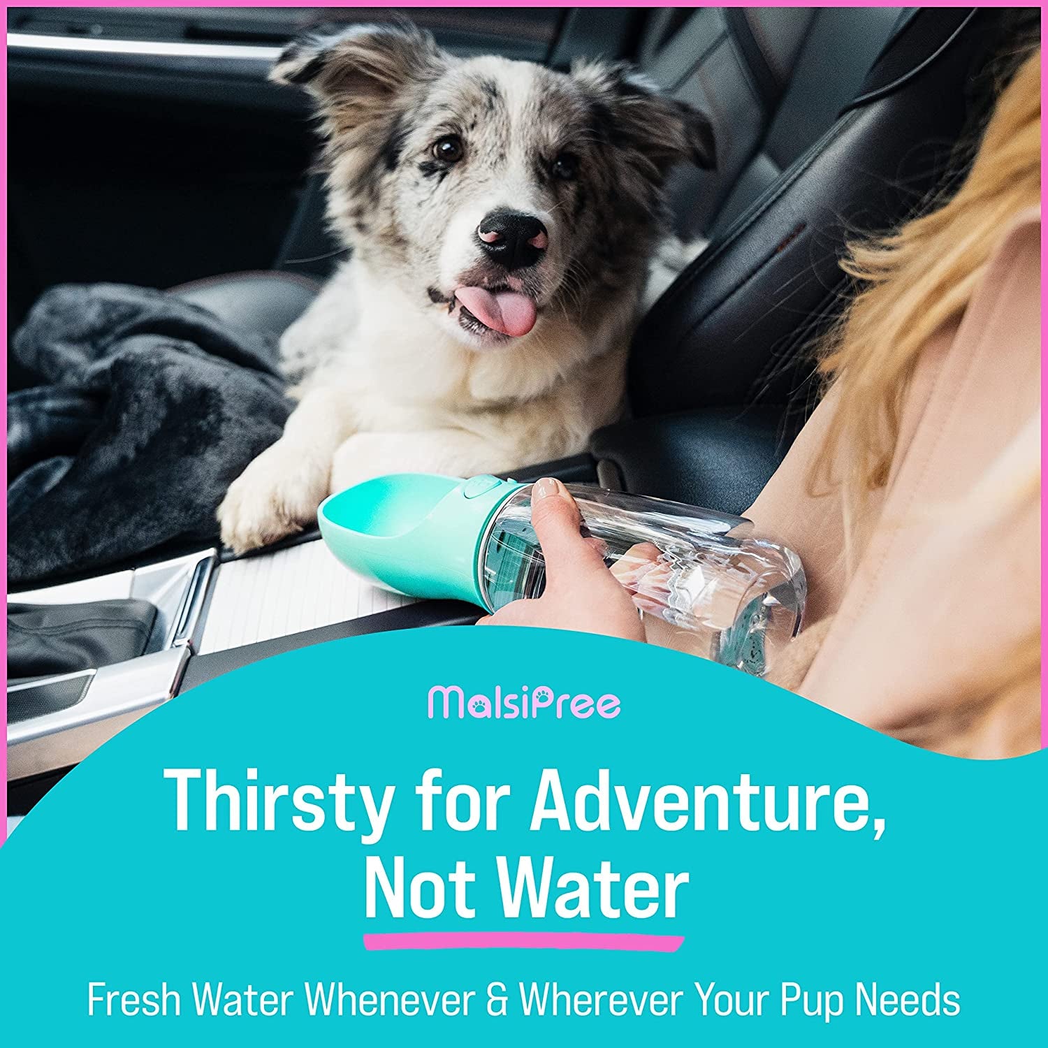 "Stay Hydrated on the Go with Our Lightweight and Leak-Proof Dog Water Bottle - the Perfect Travel Companion for Outdoor Adventures with Your Pup!"