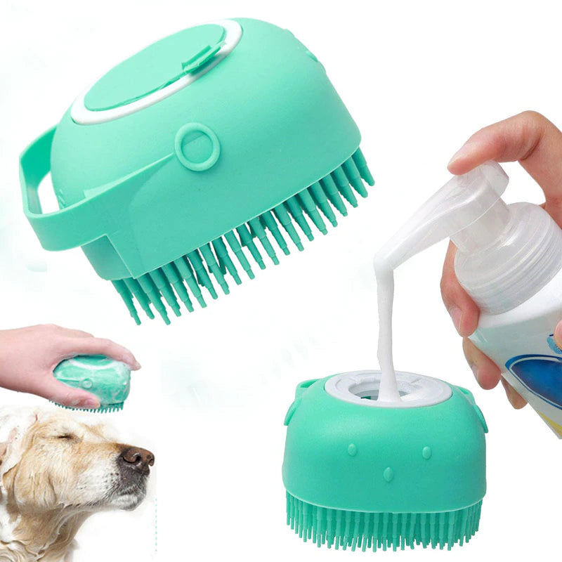 "Ultimate Pet Spa Experience: Luxurious Silicone Massage Brush for Dogs and Cats - Promotes Healthy Skin and Coat during Bath Time"