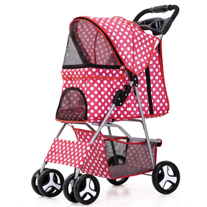 "Ultimate Pet Stroller: Detachable Dog Carrier with Double Layer, Lightweight Design, and Four Wheel Shock Absorption"