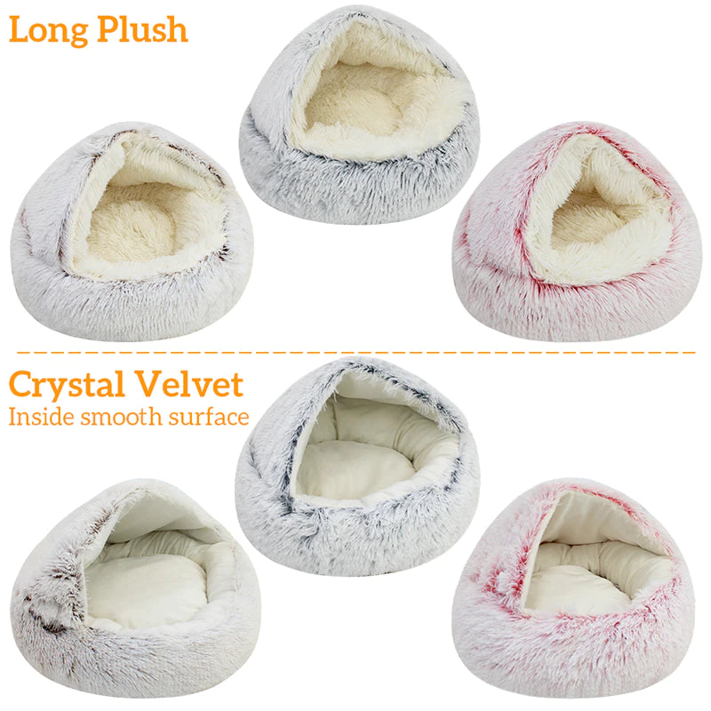 Cozy Winter Retreat: 2-In-1 Plush Cat Bed and Sleep Bag for Small Dogs and Cats