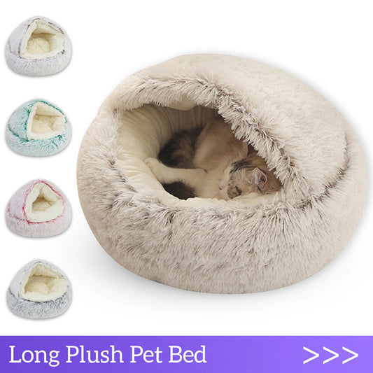 Cozy Winter Retreat: 2-In-1 Plush Cat Bed and Sleep Bag for Small Dogs and Cats