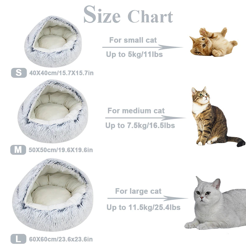 Cozy Winter Retreat: 2-In-1 Plush Cat Bed and Sleep Bag for Small Dogs and Cats