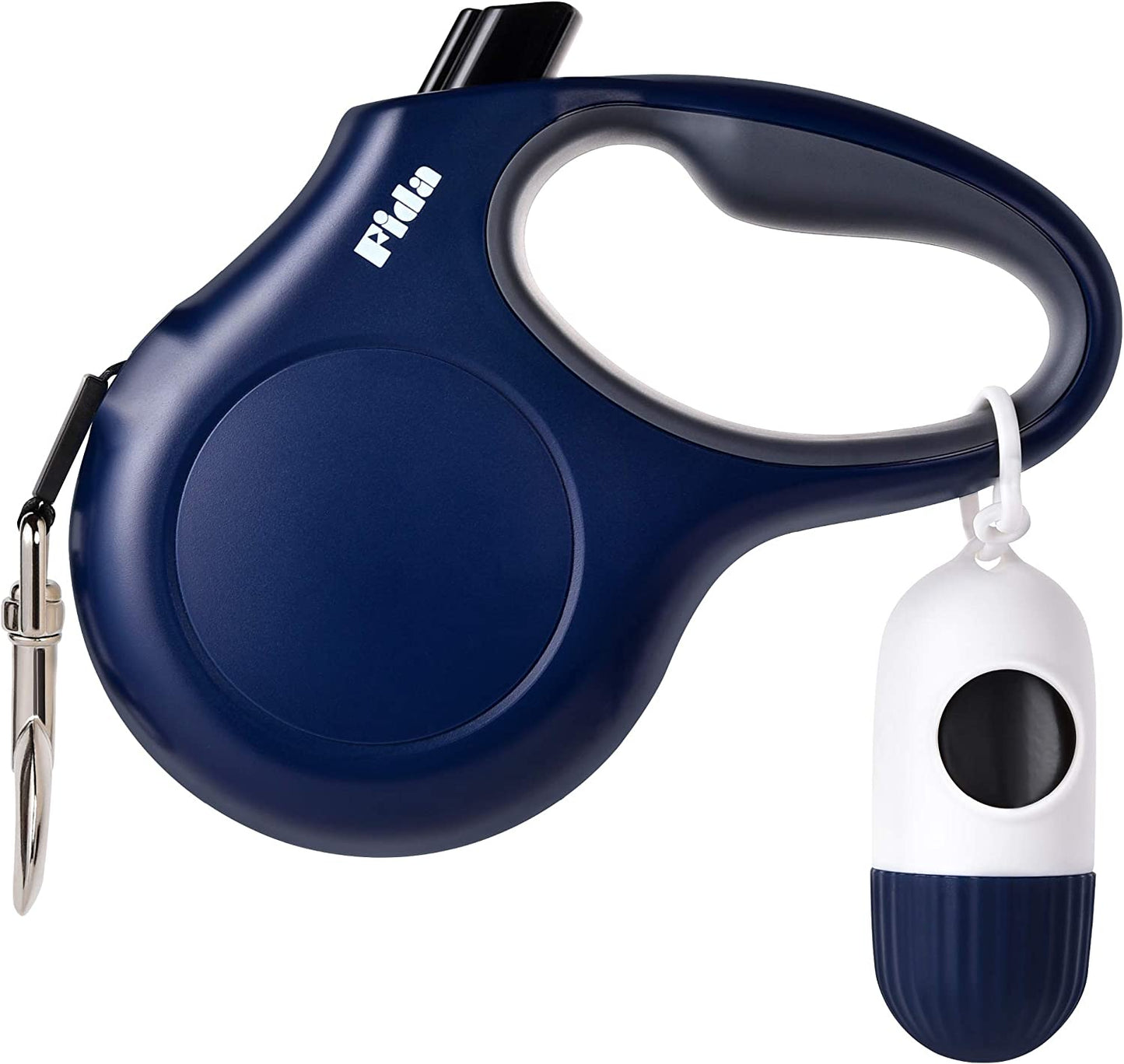 "Ultimate Retractable Dog Leash Kit: 16 Ft Tangle-Free Leash with Dispenser, Poop Bags, and Anti-Slip Handle - Ideal for Large Dogs up to 110 Lbs - Stay Safe with Reflective Nylon Tape - Stylish Navy Blue Design"